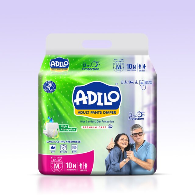 Adilo Adult Pants Diaper (10 Count) – Up to 12 Hours Protection & High Absorption