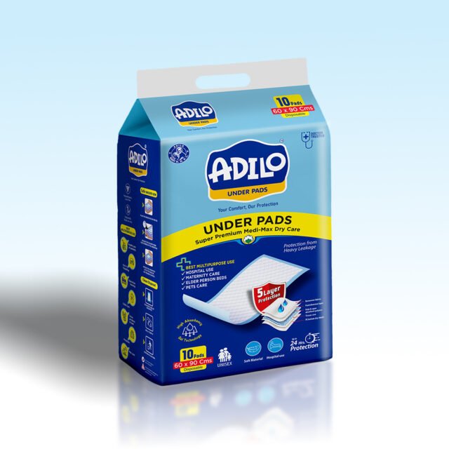 Adilo Super Premium Medi-Max Underpads 60 x 90 cm (10 Count) – 5-Layer Leak Protection & High Absorbency