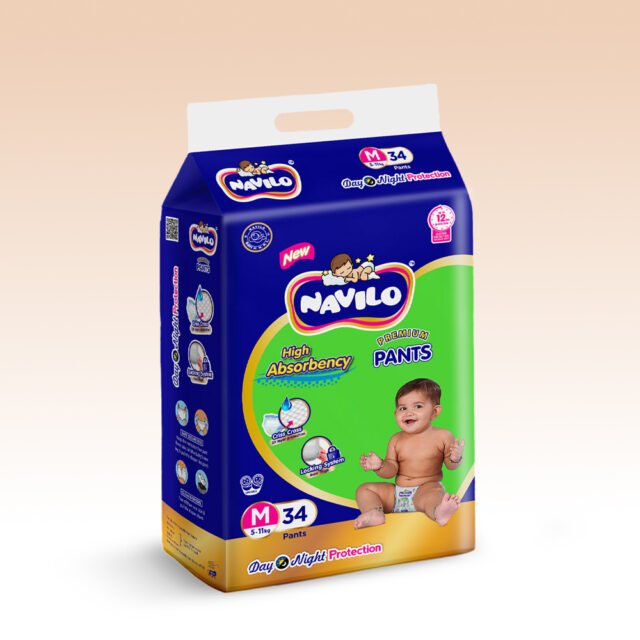 Navilo Premium Baby Diaper Pants  – Up to 12 Hours Day & Night Protection with 3X Criss Cross Layer